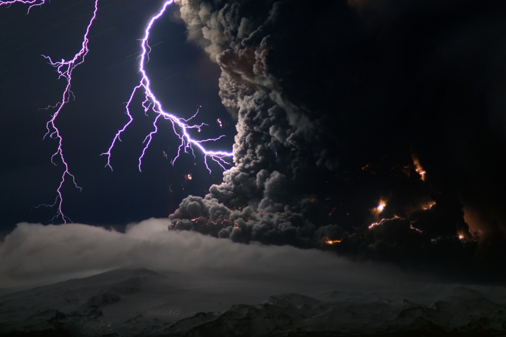 Ice Volcano Lightning - Electric Storm In Volcanic Ash