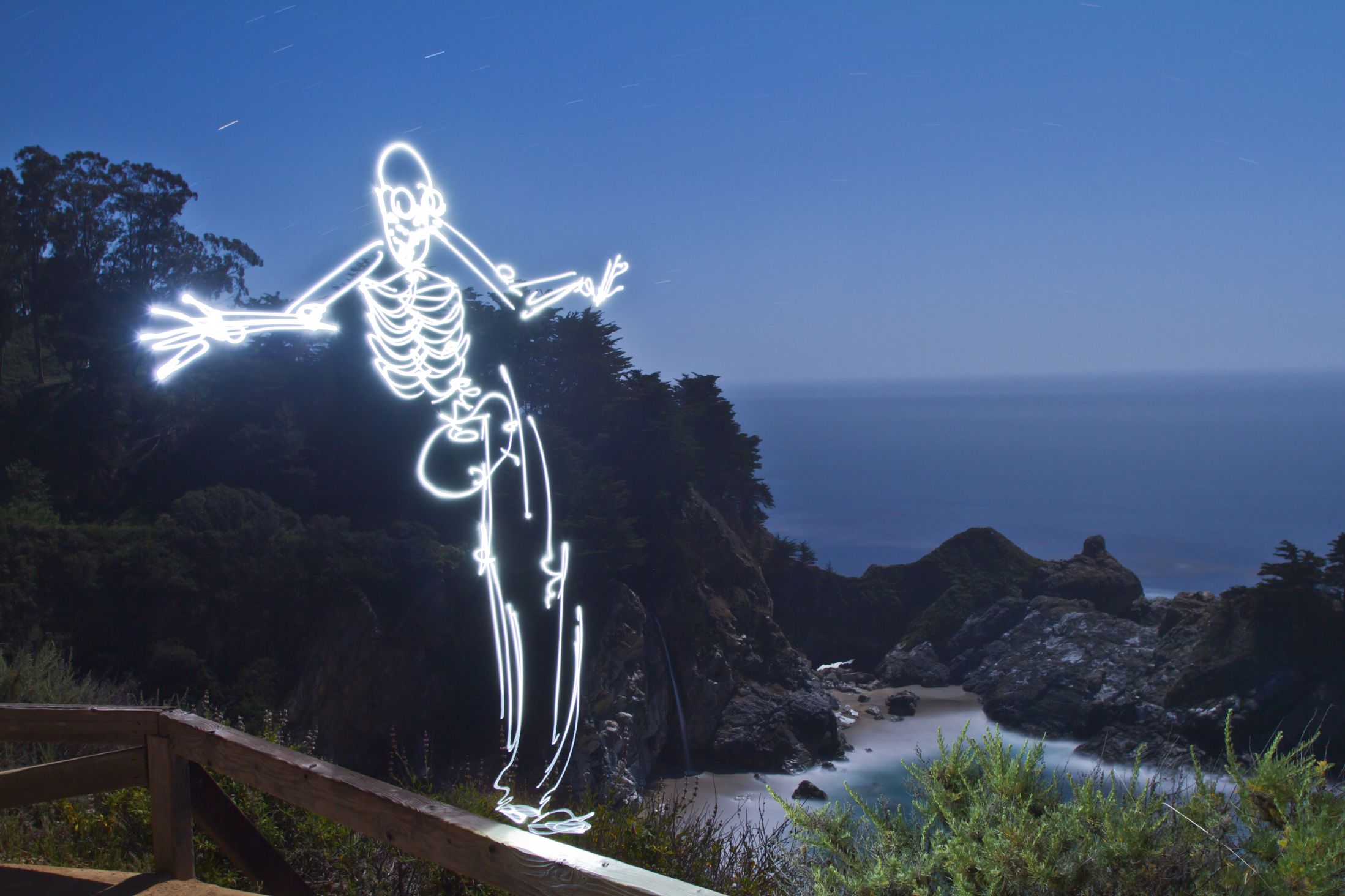 Light Paintings - Darren Pearson - Skeleton Surfboard - Big Sur