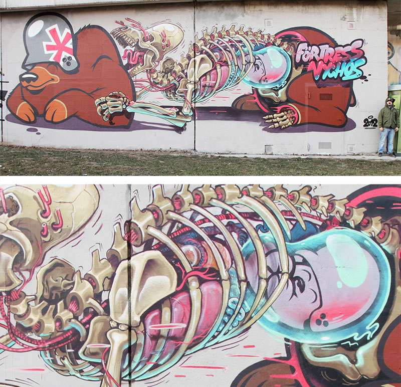 Exploded Street Art By Nychos - Bear 2