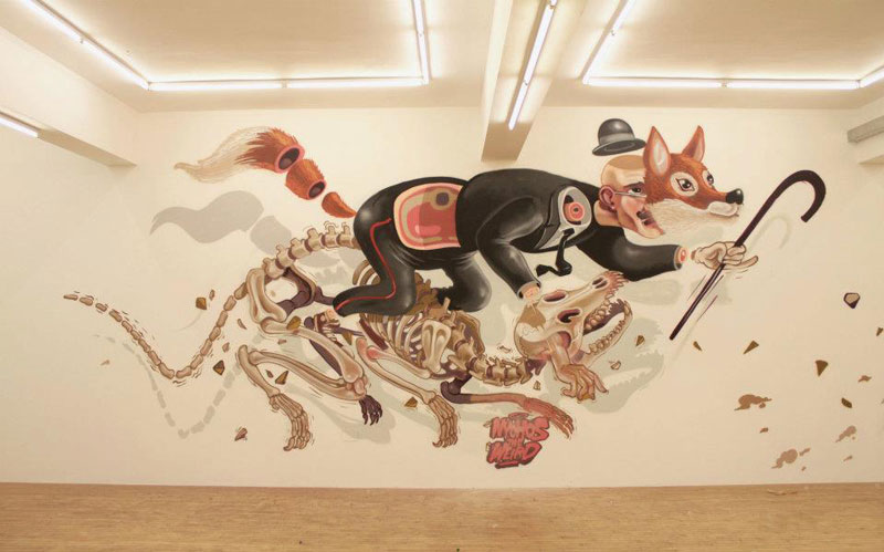 Exploded Street Art By Nychos - Man Riding Fox