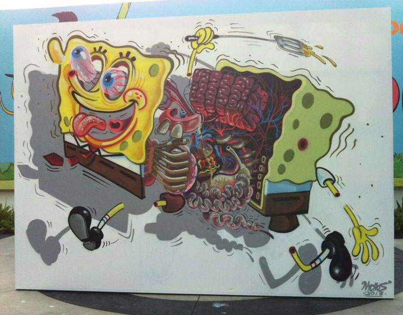 Exploded Street Art By Nychos - Sponge Bob