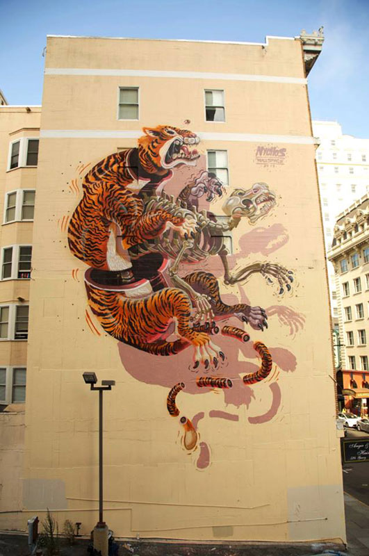 Exploded Street Art By Nychos - Tiger